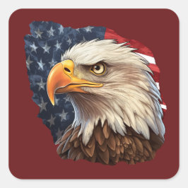 American Flag Bald Eagle Quadratischer Aufkleber