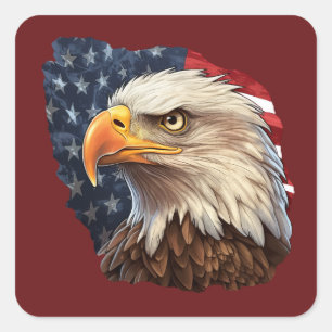 American Flag Bald Eagle Quadratischer Aufkleber