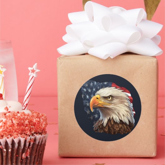 American Flag Bald Eagle Runder Aufkleber (Party)