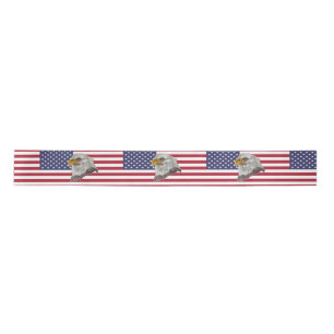 American Flag Bald Eagle Satin Ribbon Satinband