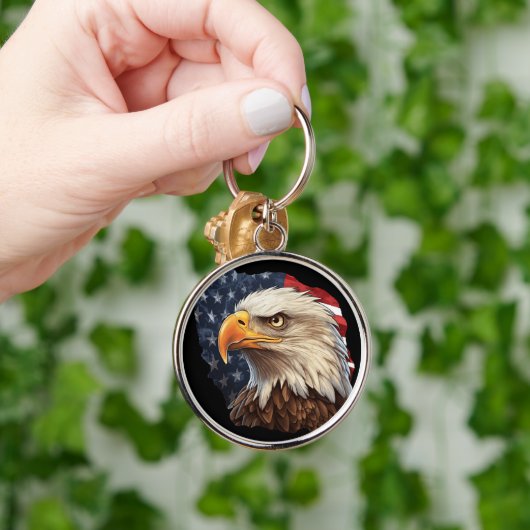 American Flag Bald Eagle Schlüsselanhänger (Hand)