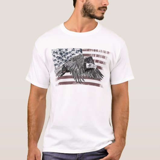 American Flag Bald Eagle USA T-Shirt (Vorderseite)