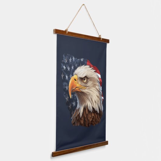 American Flag Bald Eagle Wandteppich Mit Holzrahmen (Gewinkelt)