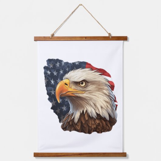 American Flag Bald Eagle Wandteppich Mit Holzrahmen (Vorderseite)