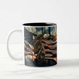 American Flag Bald Eagle Zweifarbige Tasse