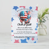 American Flag Balloon & Stars 4. Juli Party Einladung (Stehend Vorderseite)