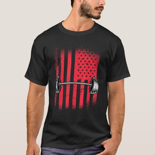 American Flag Barbell T-Shirt (Vorderseite)