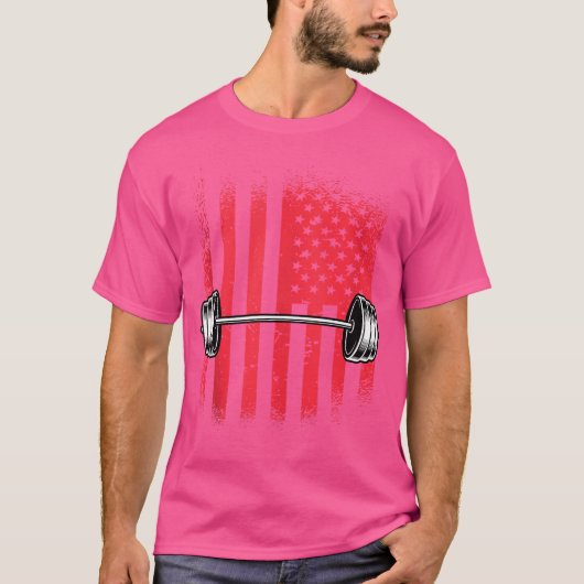 American Flag Barbell T-Shirt (Vorderseite)