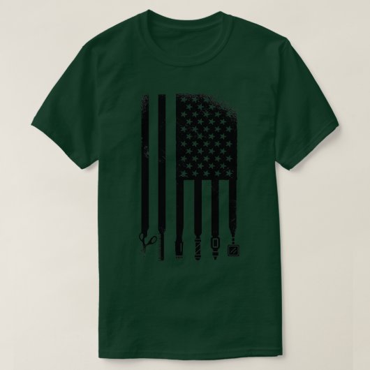 American Flag Barber Scissors Comb Trimmer Proud T-Shirt (Design vorne)