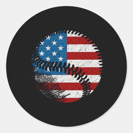 American Flag Baseball Baseball Runder Aufkleber (Vorderseite)