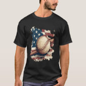 American Flag Baseball For Father'S Day T-Shirt (Vorderseite)
