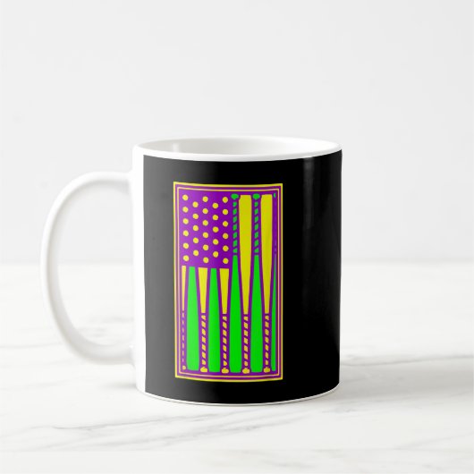 American Flag Baseball Mardi Gras Carnival Masquer Kaffeetasse (Links)