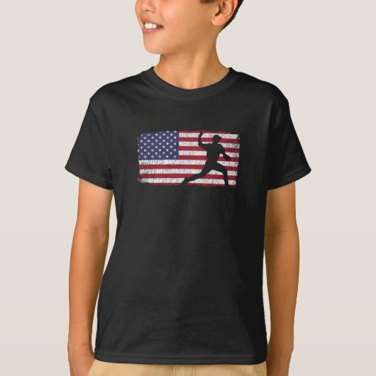 American Flag Baseball Player Pitcher Patriotic T-Shirt (Vorderseite)