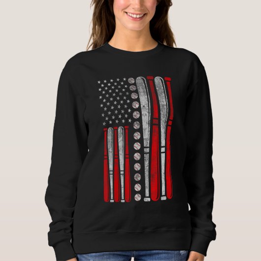 American Flag Baseball Red White Blue 4th Of July Sweatshirt (Vorderseite)