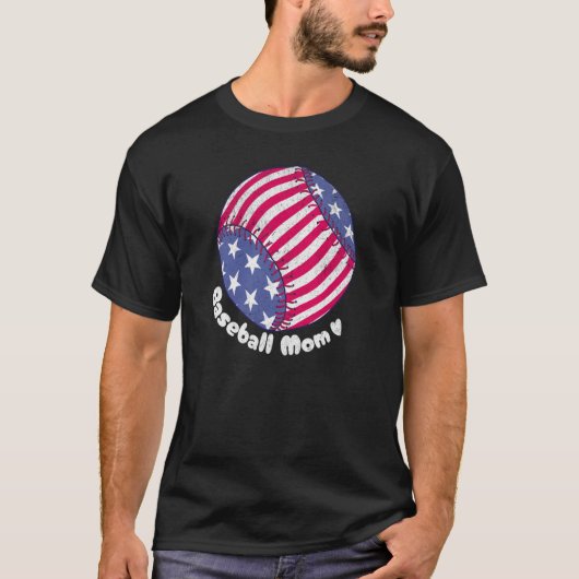 American Flag Baseball Softball Mom Mother Mama Co T-Shirt (Vorderseite)
