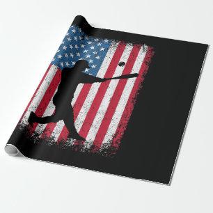 American Flag Baseball Team Geschenk für Men Boys Geschenkpapier
