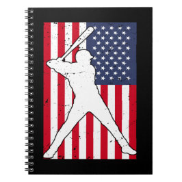 American Flag Baseball Team Geschenk Notizblock