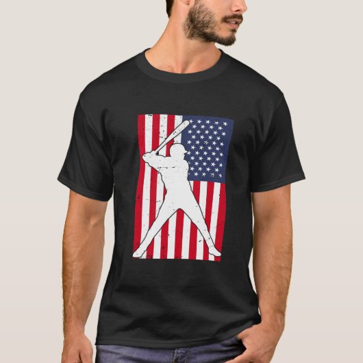 American Flag Baseball Team Geschenk T-Shirt (Vorderseite)