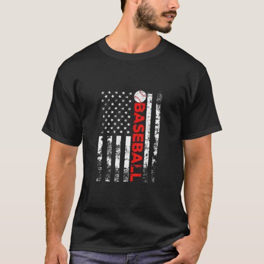 American Flag Baseball Team Geschenk T - Shirt (Vorderseite)