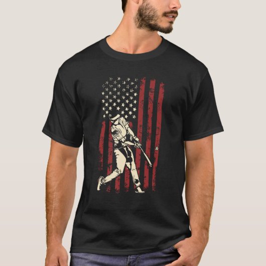 American Flag Baseball Team Gift For Men Boys T-Shirt (Vorderseite)