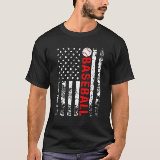 American Flag Baseball Team Gift Funny Baseball T-Shirt (Vorderseite)