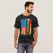 American Flag Baseball Team Gift Men Boys Vater 4. T-Shirt (Vorne ganz)