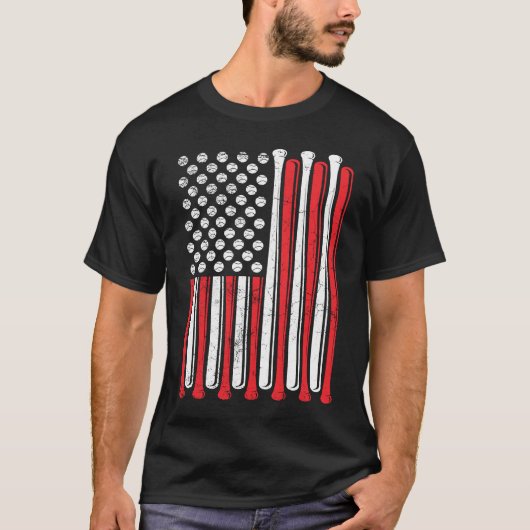 American Flag Baseball Team Vintag Baseball T-Shirt (Vorderseite)