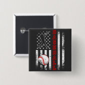 American Flag Baseball Team Vintag Funny Square Button (Vorne & Hinten)
