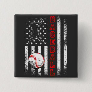 American Flag Baseball Team Vintag Funny Square Button