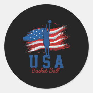 American Flag Basketball 4. Juli Unterstützung der Runder Aufkleber