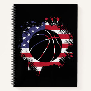 American Flag Basketball Player Notizblock