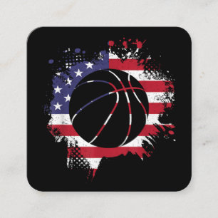 American Flag Basketball Player Quadratische Visitenkarte