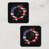 American Flag Basketball Player Quadratische Visitenkarte (Vorne/Hinten)