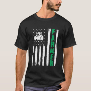 American Flag Bauer Tractor Patriotic US Proud T-Shirt