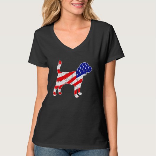 American Flag Beagle Patriotic Dog Dad Dog Mom T-Shirt (Vorderseite)