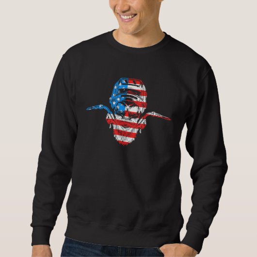 American Flag Bearded Welder for Patriotic USA Wel Sweatshirt (Vorderseite)