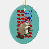 American Flag Beaver - über 4. Keramik Ornament (Rechts)