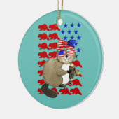 American Flag Beaver - über 4. Keramik Ornament (Links)