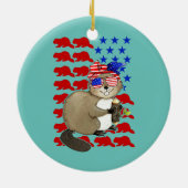 American Flag Beaver - über 4. Keramik Ornament (Hinten)