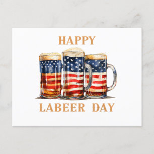 American Flag Beer Happy Labeer Day Funny Labour D Feiertagspostkarte