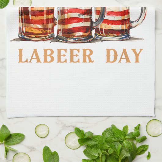 American Flag Beer Happy Labeer Day Funny Labour D Geschirrtuch (Gefaltet)