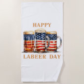 American Flag Beer Happy Labeer Day Funny Labour D Strandtuch (Vorderseite)