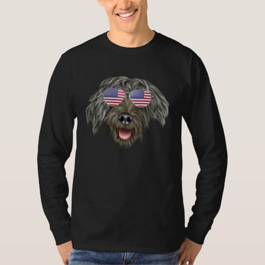 American Flag Bergamasco Sheepdog Dog America Pock T-Shirt (Vorderseite)