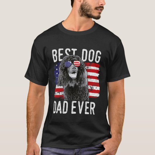 American Flag Best Dog Dad Ever Irish Water Spanie T-Shirt (Vorderseite)