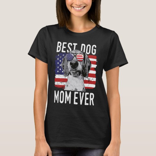 American Flag Best Dog Mom Ever Treeing Walker Coo T-Shirt (Vorderseite)