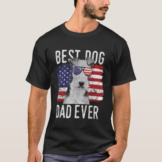 American Flag Best Dog Vater Ever Wire Fox Terrier T-Shirt (Vorderseite)