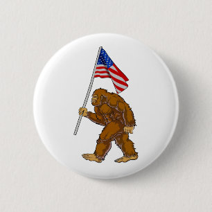 American Flag Bigfoot Button