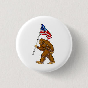 American Flag Bigfoot Button