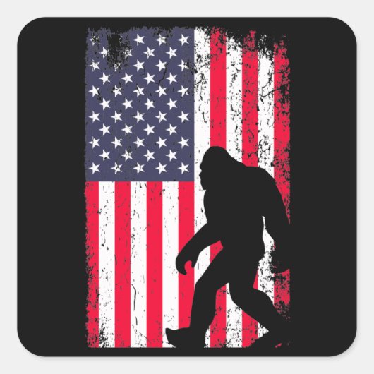 American Flag Bigfoot Quadratischer Aufkleber (Vorderseite)