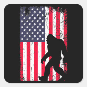 American Flag Bigfoot Quadratischer Aufkleber
